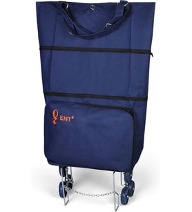 MİLA Model 6 Teker Merdiven Çıkabilen Katlanabilir Alışveriş ve Seyahat Çantası Polyester Kumaş Lacivert
