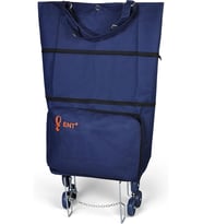 MİLA Model 6 Teker Merdiven Çıkabilen Katlanabilir Alışveriş ve Seyahat Çantası Polyester Kumaş Lacivert