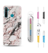 Realme 5i 5 Pro 6i 7 Pro 8 Kılıf Kablo Koruma Spiral Silikon Colorfull Marble 2 1389
