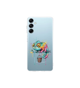 Samsung Galaxy M15 ile Uyumlu Splash Bukalemun Tasarımlı Şeffaf Silikon Kılıf