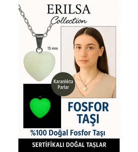 Sertifikalı Kalp Model Mini Fosfor Taşı Kolye – Işıltı, Canlılık ve Yüksek Enerji Taşı (Çok Renkli)