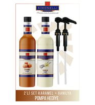 Simonelli Kahve Şurubu Karamel Aromalı + Vanilya Aromalı 70 CL + 2 ADET POMPA