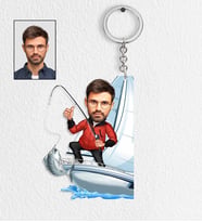Kişiye Özel Balıkçı Tasarımlı Karikatür Anahtarlık