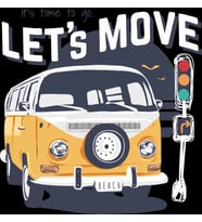 Lets Move Karavan Sticker 10x10 cmRenkli Sticker