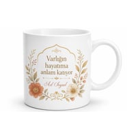 İsme Özel Şükran Dolu Yazılı Kupa Bardak Hediye Özel Tasarım Porselen