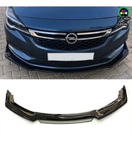 Opel Astra K Gri Renkli Şeritli Dilli Ön Lip 4 Prç Parlak Siyah ABS