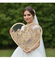 DÜĞÜN-NİŞAN KALP DESENLİ 50 CM BÜYÜKLÜĞÜNDE ŞEFFAH PLEKSİ MİSAFİR-HATIRA ANI KUTUSU + ŞÖVALE VE KALEM HEDİYELİ (Şeffaf)