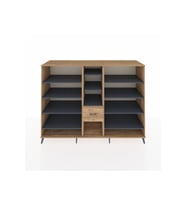 Kronos Dolap 11 Raflı 3 Çekmeceli  220x59x163 Çam-Antrasit/Çam