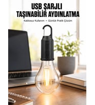 Şarjlı Dekoratif Kamp Lambası Askılı Ampul Led Işık Type-C Girişli