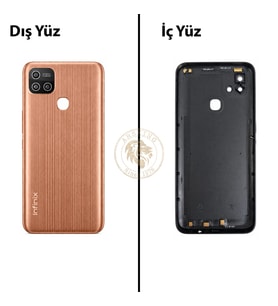 Infinix Hot 10İ Bakır Uyumlu Lensli Arka Kapak Arka Cam Batarya Pil Kapağı Lazer Kesim Back Cover