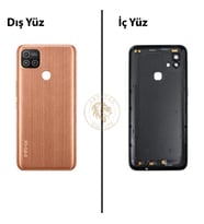 Infinix Hot 10İ Bakır Uyumlu Lensli Arka Kapak Arka Cam Batarya Pil Kapağı Lazer Kesim Back Cover