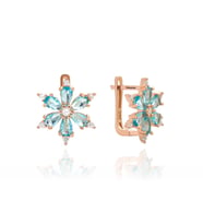 London Topaz Taşı Renkli Klipsli Gümüş Çiçek Küpe Rose