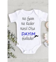 Unisex Bebek Beyaz Dayı Tasarım Zıbın Body