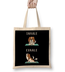 Cavalier King Charles Spaniel Yoga Inhale Exhale Bez Çanta Uzun Saplı