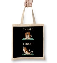 Cavalier King Charles Spaniel Yoga Inhale Exhale Bez Çanta Uzun Saplı