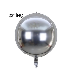 4D Büyük Boy Gümüş Küre Folyo Balon 22" İnç