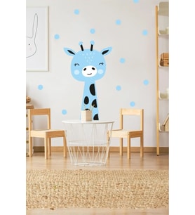 Efekt Reklam  Mavi Zürafa Desenli Çocuk Odası Sticker SVML-PLMAVI