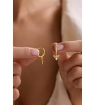 925 Ayar Gümüş Gold Kaplama 10 mm Sallantılı Yusufcuk Küpe