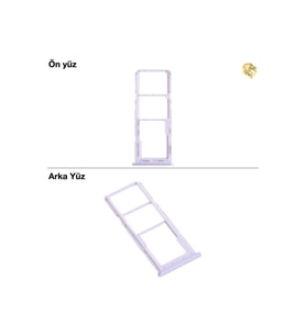 Samsung Galaxy A22 4G Sim İç Yuvası Çiftli ile Uyumlu Mor Çiftli sim yuvası ikili sim tepsisi çiftli sim aparatı dual sim çekmecesi