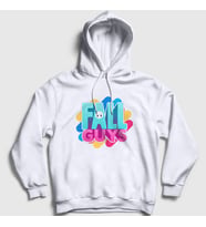Presmono Unisex Beyaz Logo Oyun Fall Guys Kapüşonlu Sweatshirt 360440tt