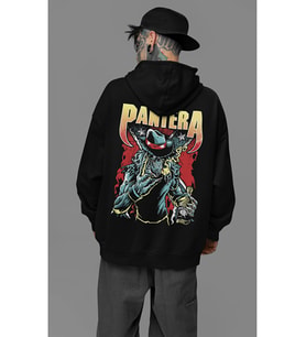 Pantera Baskılı Unisex Oversize Rock Metal Grubu Hoodie