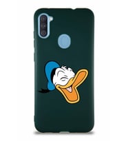 Samsung Galaxy M11 Soft Premier Kapak Donald Duck-E Tasarımlı Silikon Kılıf - Yeşil (Şeffaf)