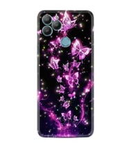 GM22 Pro Kılıf HD Resim Baskılı Pembe Neon Kelebekler StKd -100