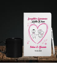 Sevgililer Gününe Özel Defter Kalem & Siyah Varil Kupa Hediye Seti 24