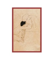 Egon Schiele Aşıklar – Sevgiliye Sanatsal Hediye Kartı & Kartpostal 10x15 cm (Bordo - Pudra - Ten)