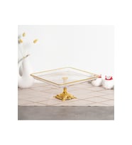 Kristal Metal Ayaklı Kare Pasta Sunumluk, Yılbaşı Özel Tasarım
