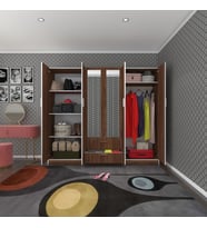 Kenzlife gardırop 6 kapılı çekmeceli begonvil210 cvz aynalı kapaklı gardolap dolap (Karışık)