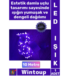#Led Şık Dekoratif Yılbaşı Aydınlatma Süsleme 10 Metre Damla Uçlu Pembe Işık Şeffaf Kablo 100 Led