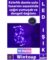 #Led Şık Dekoratif Yılbaşı Aydınlatma Süsleme 10 Metre Damla Uçlu Pembe Işık Şeffaf Kablo 100 Led
