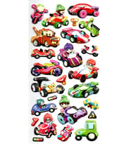 Sticker Kabartmalı Stiker Defter, Planlayıcı Etiket (limlra-037) - 17X9 cm - Yarış Arabaları