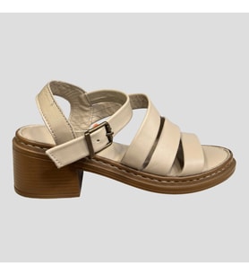 MYFİT SHOES 1614 KADIN HAKİKİ DERİ KISA TOPUK SANDALET BEJ