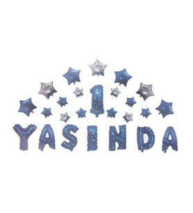 Folyo balon 1 yaşında yıldızlı set mavi 16ınc pk:1-