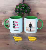 Teyzeye Hediye Kupa Bardak Yeşil Fotoğraflı Doğum Günü Anneler Günü Hediyesi
