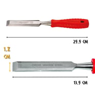 Cer-Pa Norm Plastik Saplı Düz İskarpela -  Ahşap Oyma Bıçağı - 18 mm - 25.5 cm. (Kırmızı)