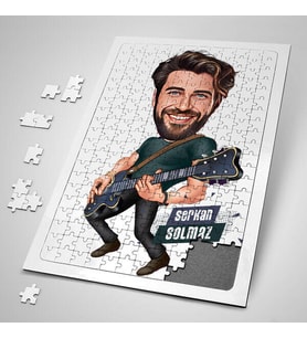 Elektro Gitar Çalan Erkek Karikatürlü 240 Parça Kişiye Özel  Puzzle