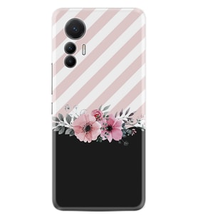 Xiaomi 12 Lite Kılıf Resimli Desenli Baskılı Silikon Strip Pink Flowers 1396