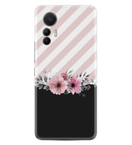 Xiaomi 12 Lite Kılıf Resimli Desenli Baskılı Silikon Strip Pink Flowers 1396