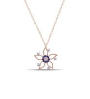 Nazar Detaylı Lotus Çiçeği 925 Ayar Gümüş Kadın Rose Kolye