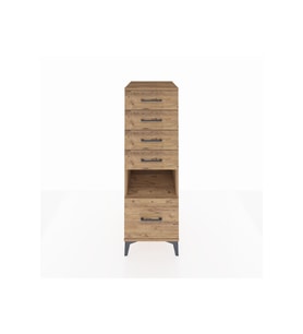 Kronos Dolap Tek Raflı 5 Çekmeceli 44x59x134 Çam-Çam