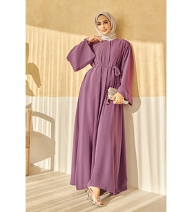 Viona Taşlı Abaya - Leylak