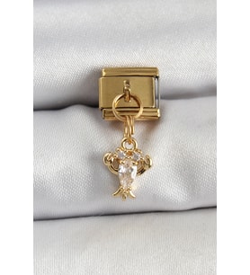 316L Çelik Sallantılı Zirkon Taşlı Yengeç Model Gold Renk Nomination Charm TJ-BC1417