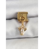 316L Çelik Sallantılı Zirkon Taşlı Yengeç Model Gold Renk Nomination Charm TJ-BC1417