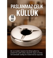 10 Adet Paslanmaz Kapaklı Havuzlu Kül Tablası Seti