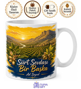 Siirt Taraftarına Sarı Mavi Botan Vadisi Fıstık Diyarı Kupa Bardak Hediye