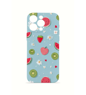 iPhone 15 Pro Max Vorian İnce Kamera Korumalı Mika Kılıf Fruit Confetti Sky