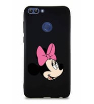 Huawei P Smart Soft Premier Kapak Minnie Mouse-A Tasarımlı Silikon Kılıf - Siyah (Şeffaf)